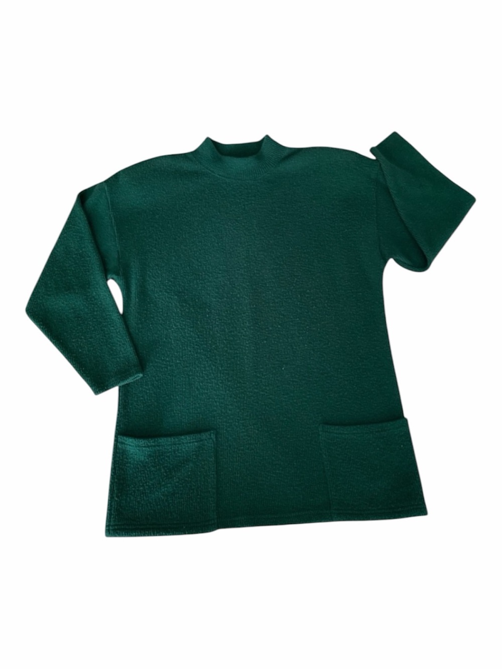 Vintage The Limited Women’s Small Green 90s Rib Knit Mock Neck Shoulder Pad Top